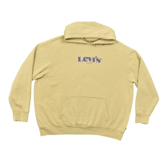 Levi's Men's 2XL Brown Cotton Hoodie - Preowned Purple Spellout Super Soft - Picture 1 of 7
